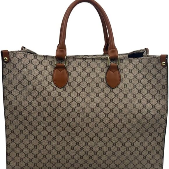Designer Tote Handbag in Vegan Leather: Classic Vintage Style & Functionality - Picture 1 of 7